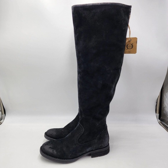 BORN BORMAN Black Suede Leather Riding Boots Women's Size US 6.5 NWT Back Zip - Picture 4 of 10